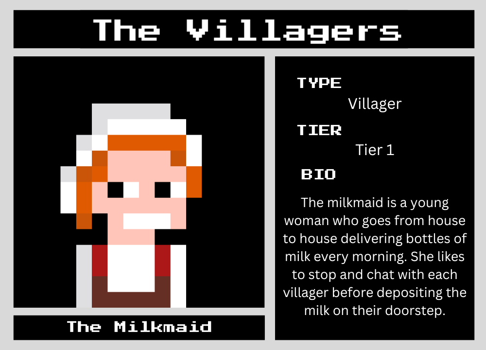 The Milkmaid biography card